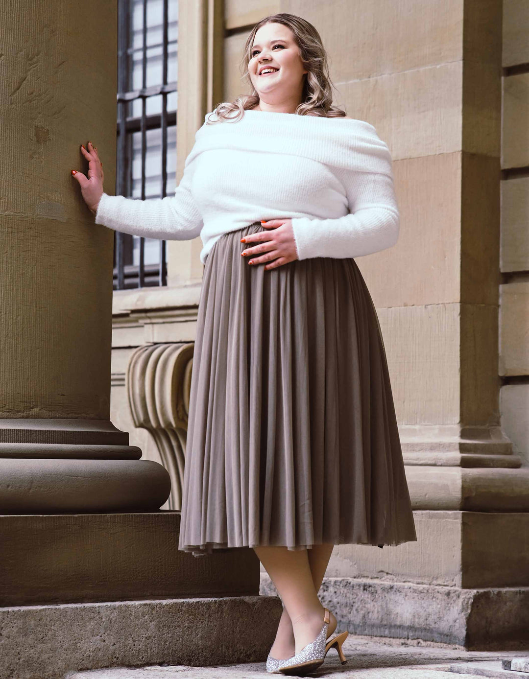 CONSTANT LOVE CURVY Tüll Rock Midi FARBE TAUPE - limitiert