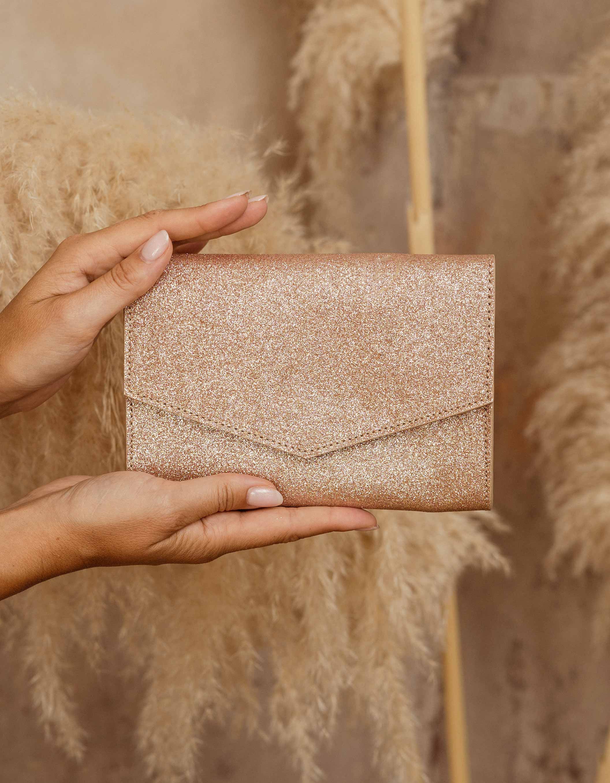 Rose gold sparkly clutch outlet