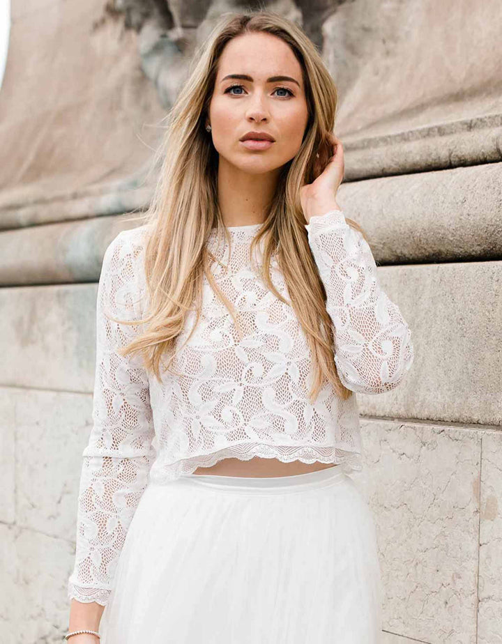 CONSTANT LOVE Braut Spitzenoberteil TOULOUSE Langarm Cremeweiss - limitiert