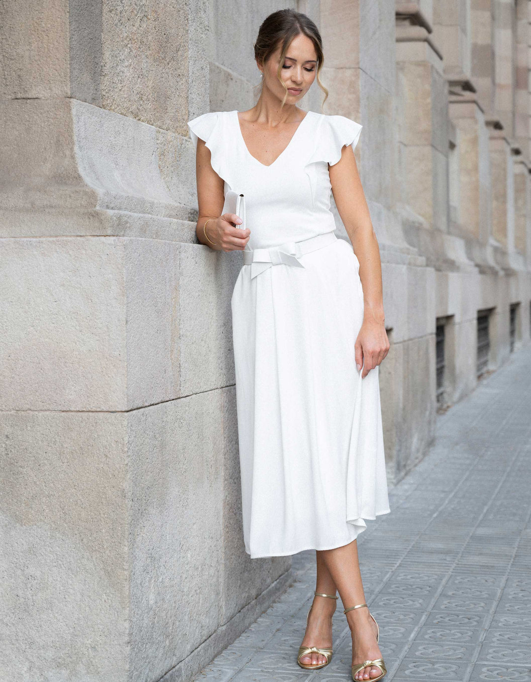 Constant Love Braut Clutch - Cremeweiss mit silberner Kette