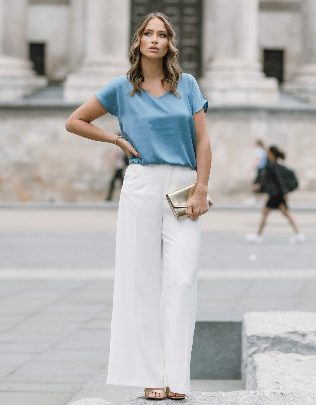 CONSTANT LOVE BRAUT Weite Palazzo Hose Cremeweiß