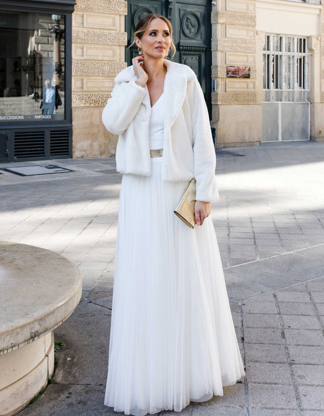 CONSTANT LOVE BRAUT Fakefur Felljacke - Hochzeit Braut - Cremeweiss