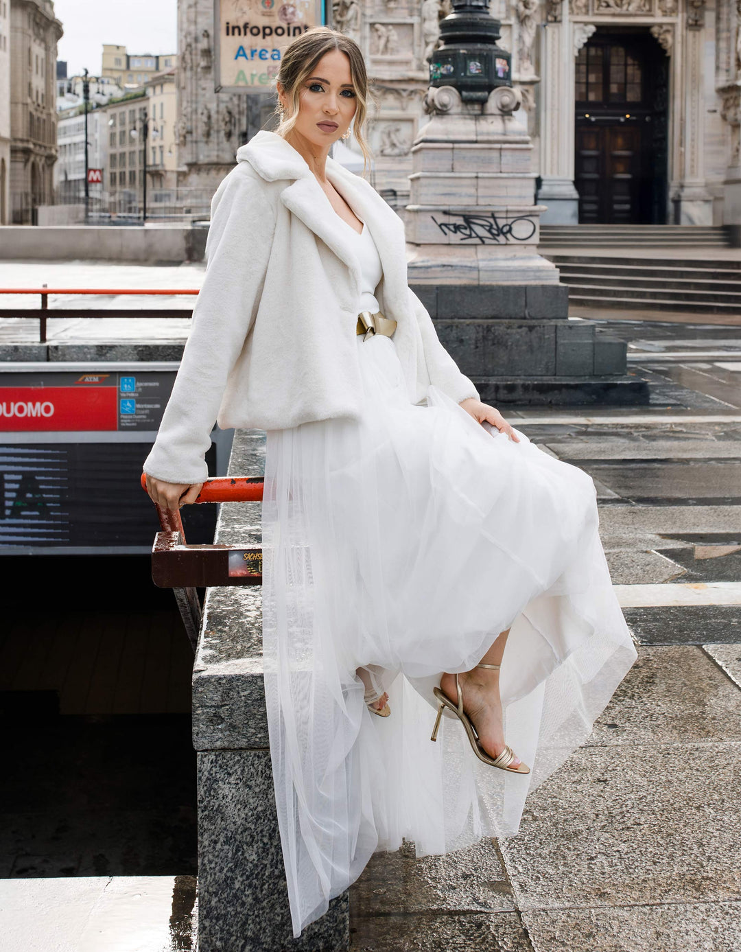 CONSTANT LOVE BRAUT Fakefur Felljacke - Hochzeit Braut - Cremeweiss