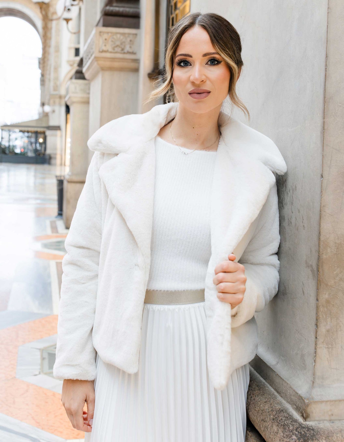 Kunstpelz Mantel Mantel Weiss Fell Bershka – Maxi-Jacke Aus