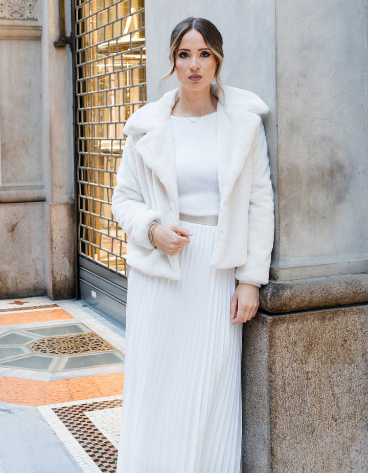 CONSTANT LOVE BRAUT Fakefur Felljacke - Hochzeit Braut - Cremeweiss