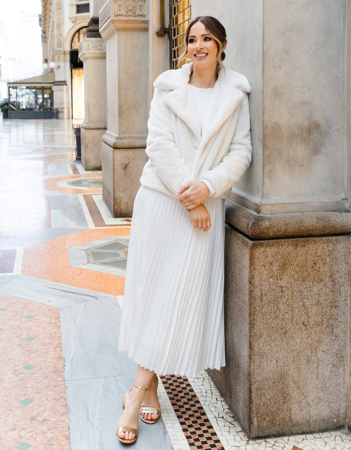 CONSTANT LOVE BRAUT Fakefur Felljacke - Hochzeit Braut - Cremeweiss