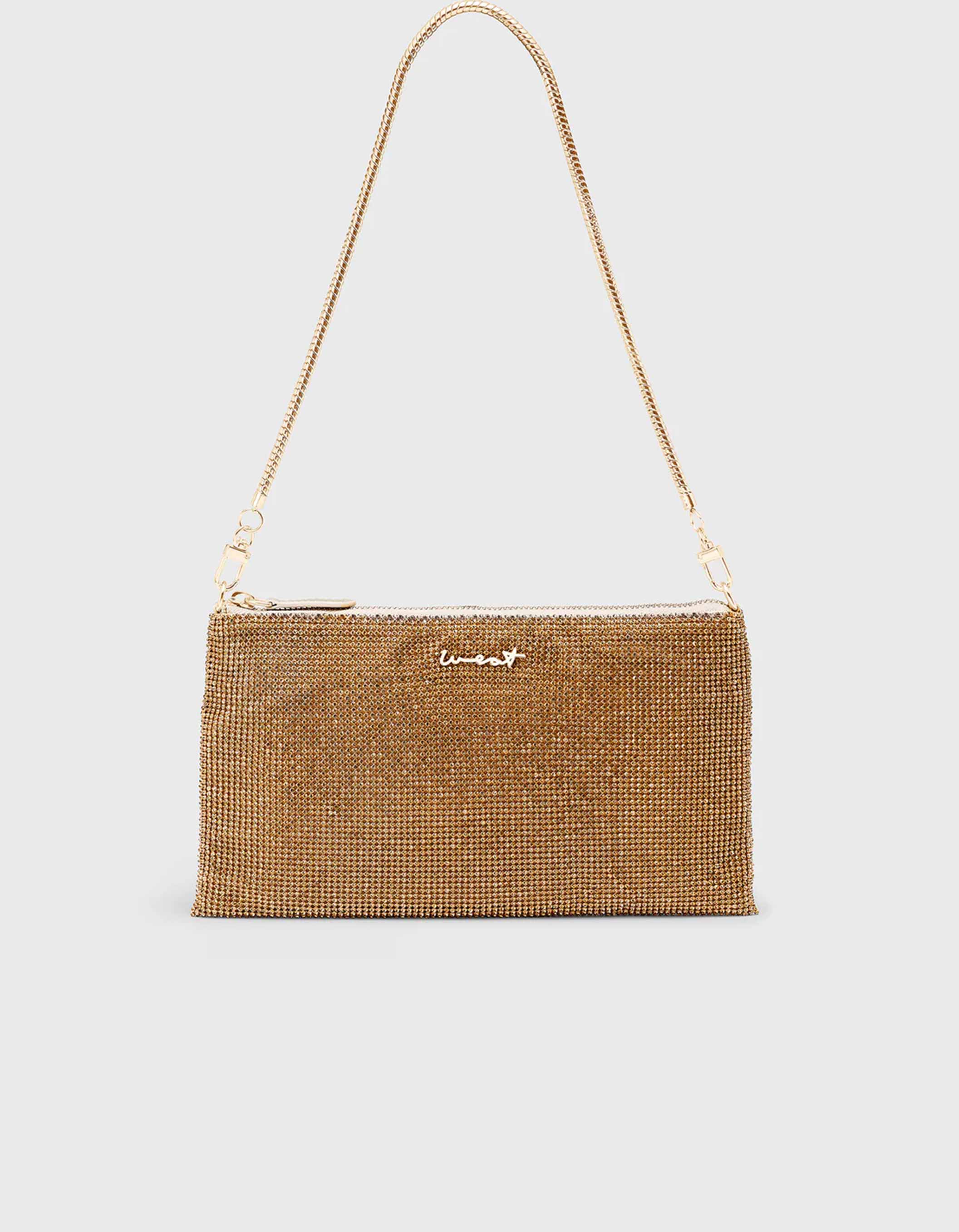 WEAT CLUTCH BAG CRYSTAL GLITZERSTEINE GOLD
