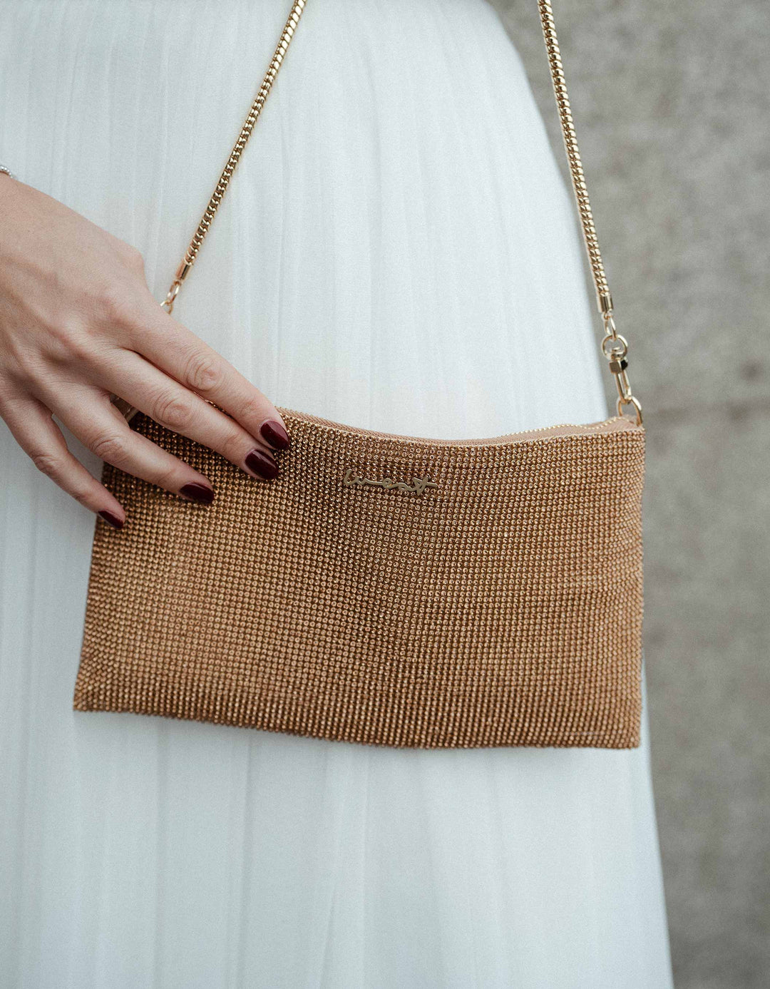 WEAT CLUTCH BAG CRYSTAL GLITZERSTEINE GOLD