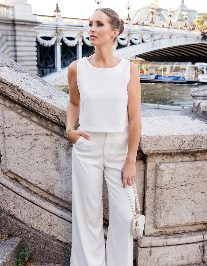 CONSTANT LOVE BRAUT Weite Palazzo Hose Cremeweiß