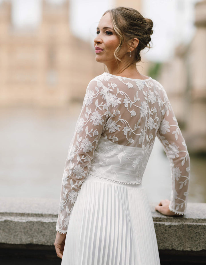 CONSTANT LOVE Braut Spitzenoberteil TOURNAY Langarm Cremeweiss