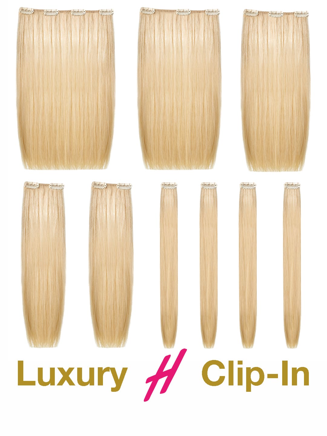 Nahtlose Clip Extensions - luxury Qualität - 120 Gramm 9-teilig - 55cm