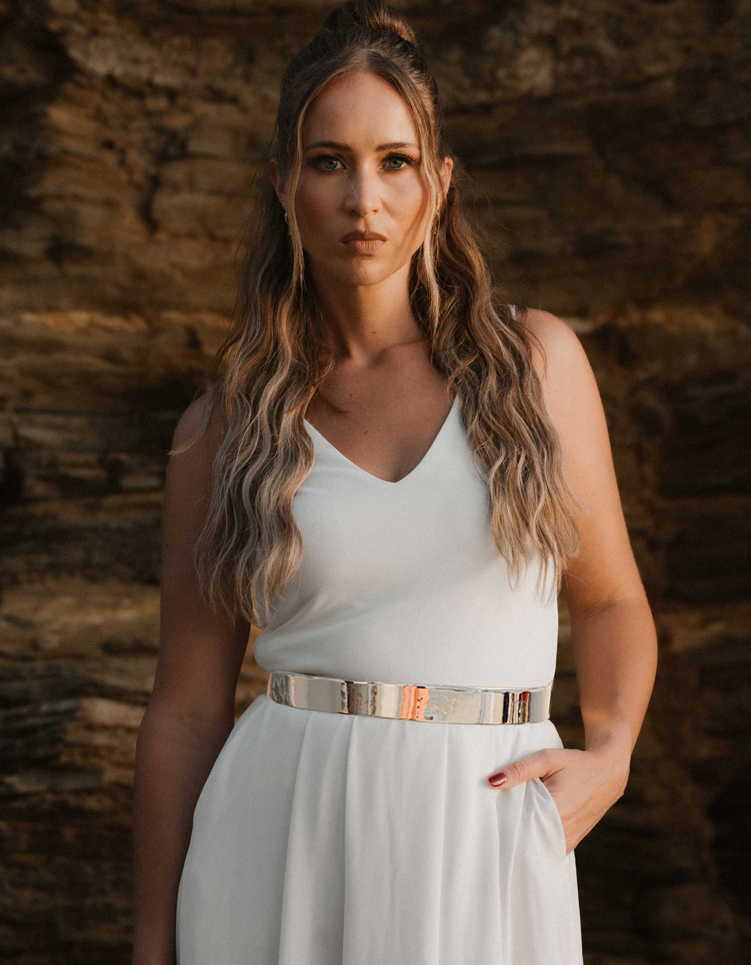 Constant Love Metallic Brautgürtel Gold 3cm - Bequemer Taillen-Gürtel in Metallic Optik