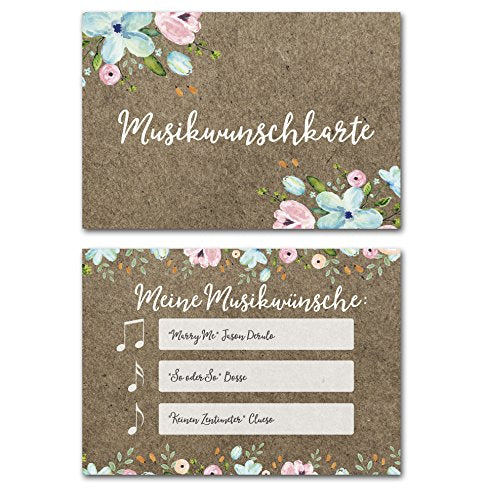 50 Musikwunschkarten für Hochzeiten