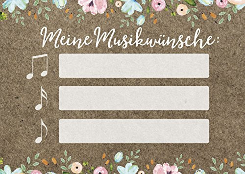 50 Musikwunschkarten für Hochzeiten
