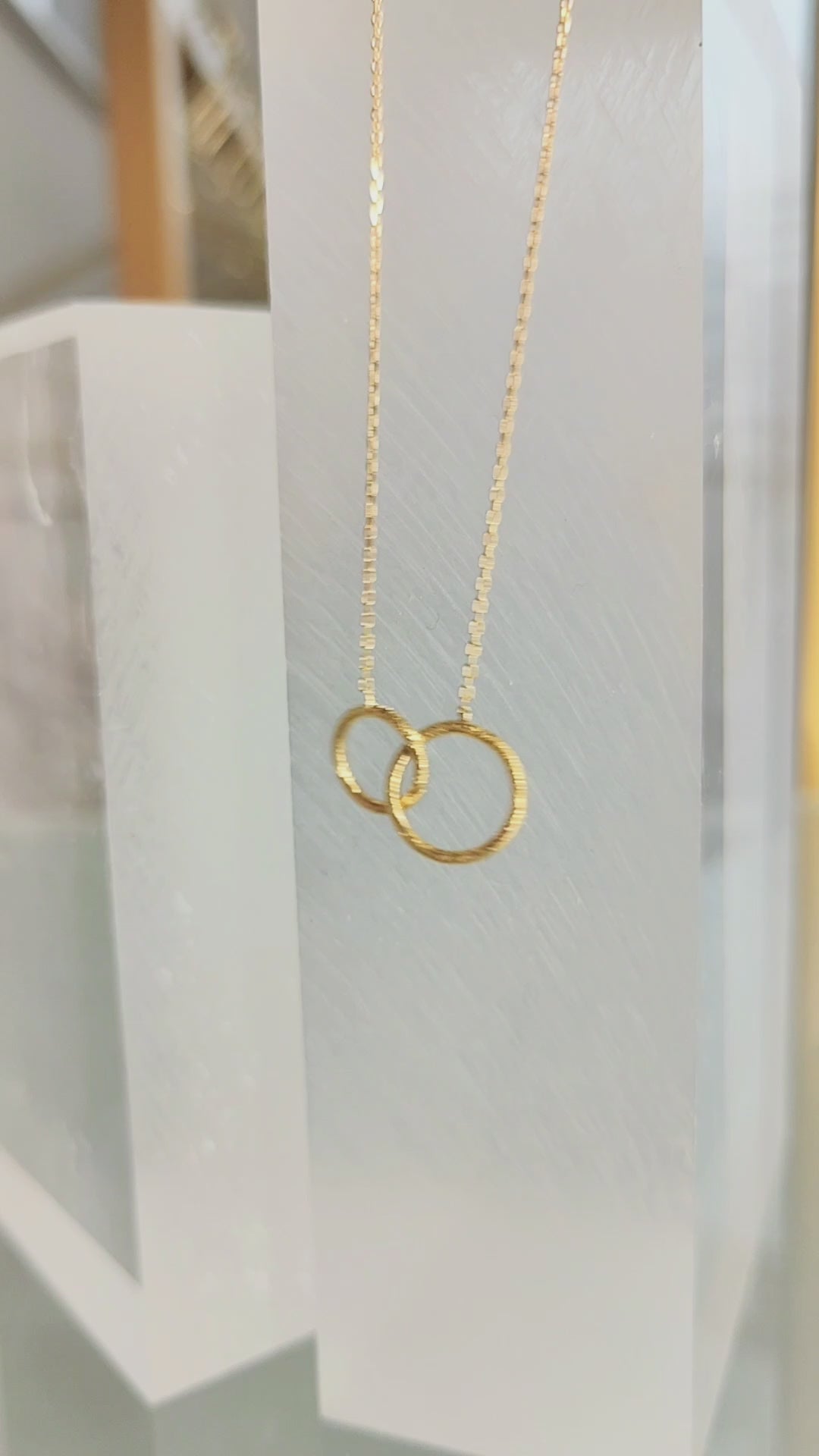 Kette mit 2 Ringen Gold - 925er Silber 14k vergoldet