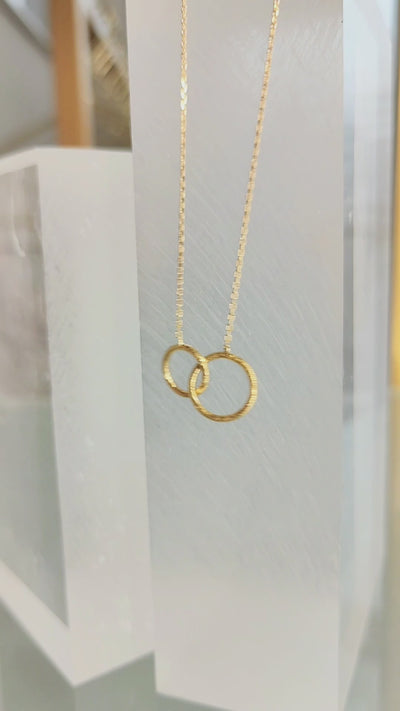 Kette mit 2 Ringen Gold - 925er Silber 14k vergoldet