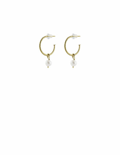 Ohrringe Loop mit Perle Gold - 925er Silber 14k vergoldet