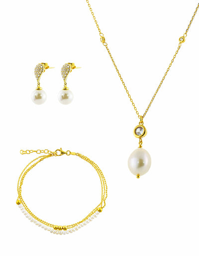 Kette mit großer Perle Gold - 925er Silber 14k vergoldet